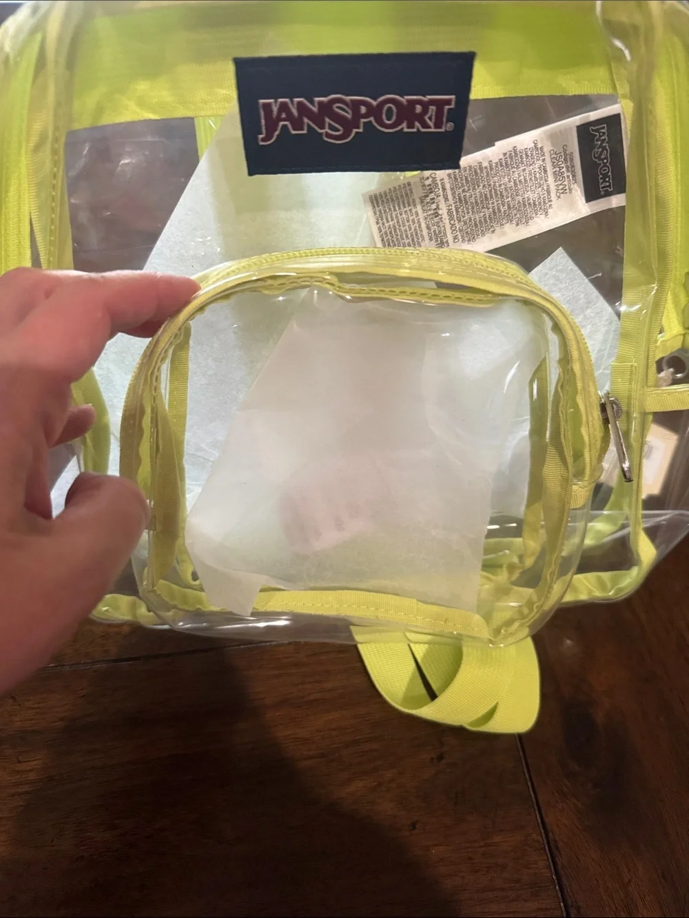 JanSport Clear Mini Backpack with Citron Lime Trim